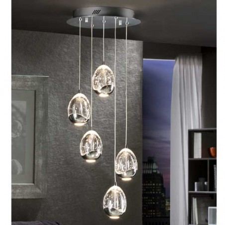 Lampe de suspension LED Rocío (5 lumières - 25W)