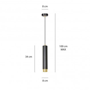 Lampe de suspension Mura Noir/Or