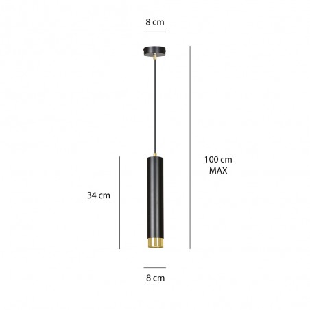 Lampe de suspension Mura Noir/Or