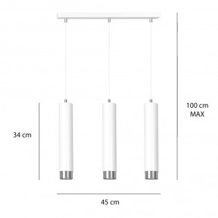 Regletté de suspension Mura Blanc/Chrome (3 lumieres)