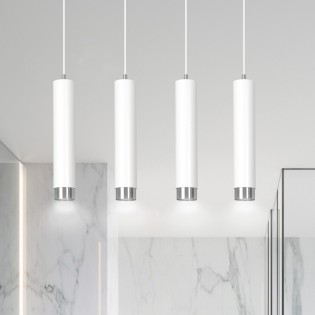 Regletté de suspension Mura Blanc/Chrome (4 lumieres)