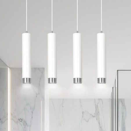 Regletté de suspension Mura Blanc/Chrome (4 lumieres)