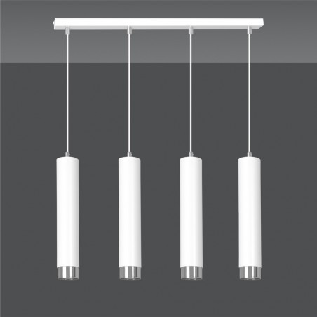Regletté de suspension Mura Blanc/Chrome (4 lumieres)