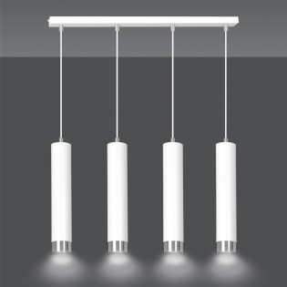 Regletté de suspension Mura Blanc/Chrome (4 lumieres)