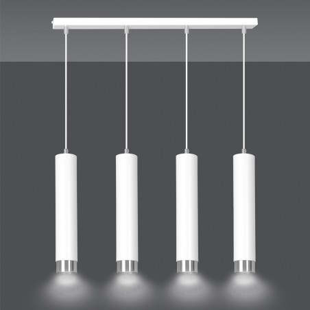 Regletté de suspension Mura Blanc/Chrome (4 lumieres)