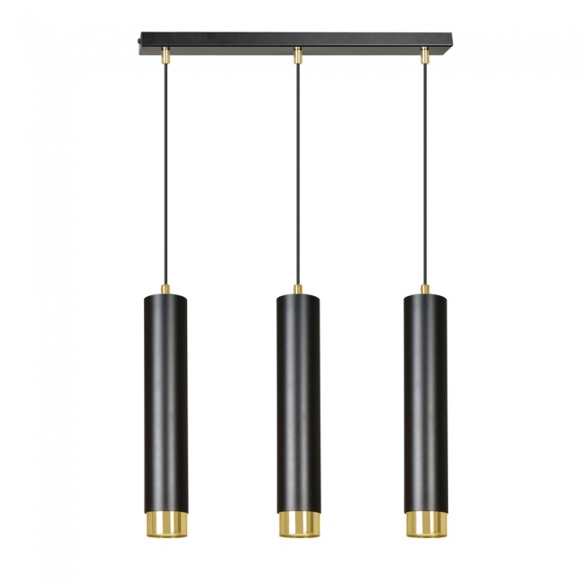 Regletté de suspension Mura Noir/Or (3 lumieres)