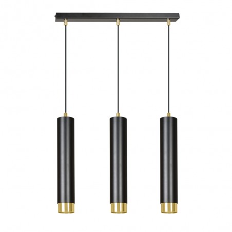 Regletté de suspension Mura Noir/Or (3 lumieres)