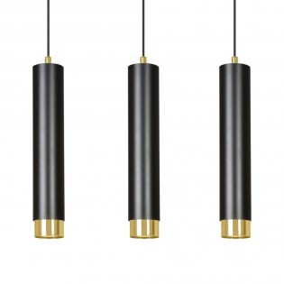 Regletté de suspension Mura Noir/Or (3 lumieres)