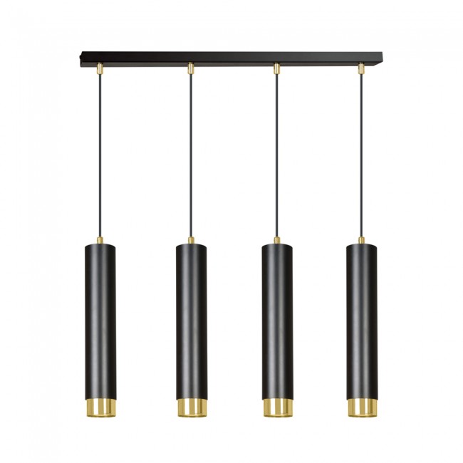 Regletté de suspension Mura Noir/Or (4 lumieres)