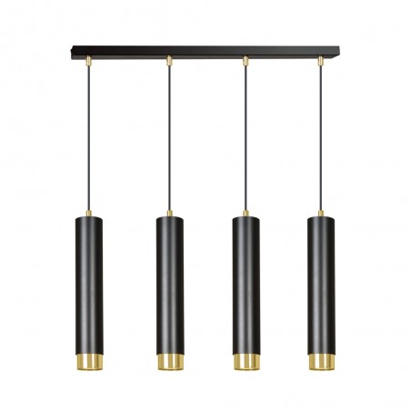 Regletté de suspension Mura Noir/Or (4 lumieres)