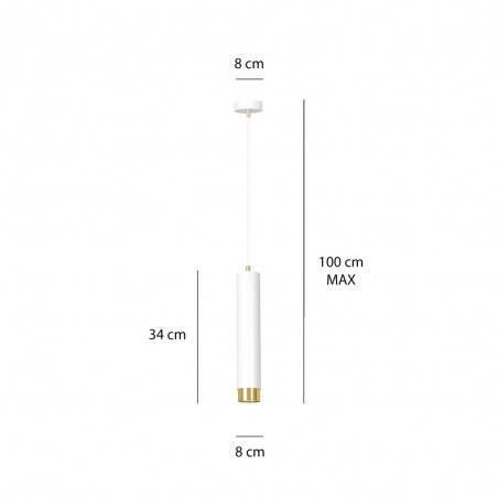 Lampe de suspension Mura Blanc/Or