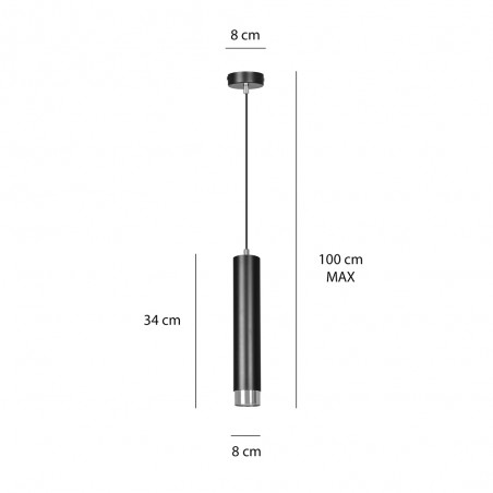Lampe de suspension Mura Noir/Chrome
