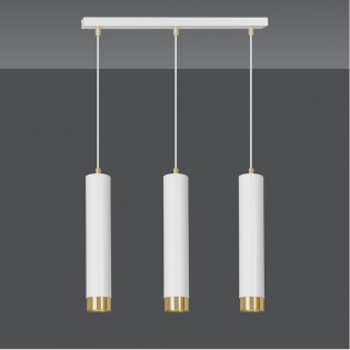 Regletté de suspension Mura Blanc/Or (3 lumieres)