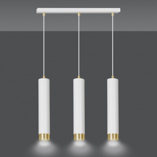 Regletté de suspension Mura Blanc/Or (3 lumieres)