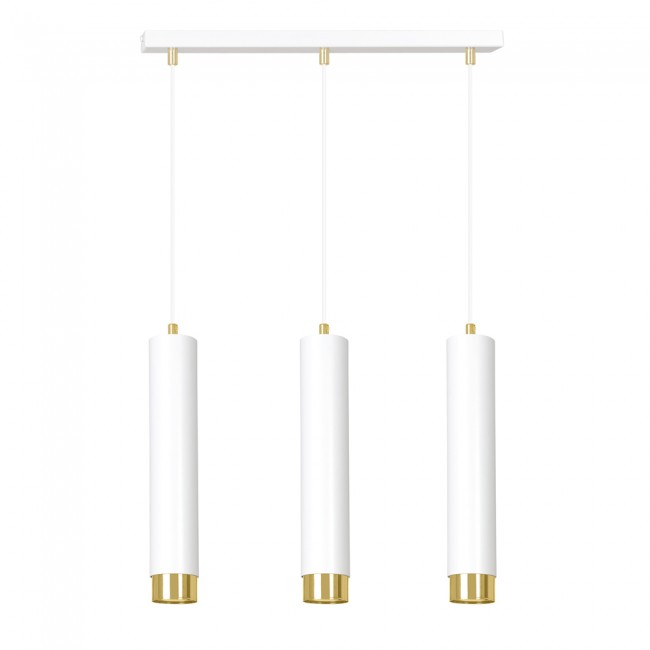 Regletté de suspension Mura Blanc/Or (3 lumieres)