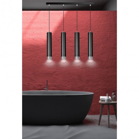 Regletté de suspension Mura Noir/Chrome (4 lumieres)