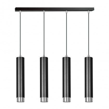 Regletté de suspension Mura Noir/Chrome (4 lumieres)