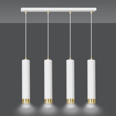 Regletté de suspension Mura Blanc/Or (4 lumieres)