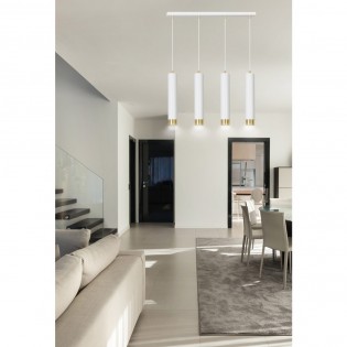 Regletté de suspension Mura Blanc/Or (4 lumieres)