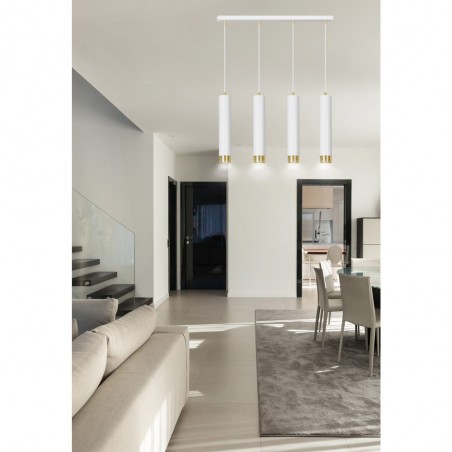 Regletté de suspension Mura Blanc/Or (4 lumieres)