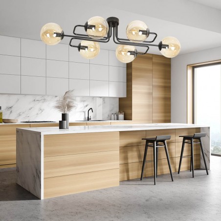 Plafonnier Vesta Ambre (6 lumières)