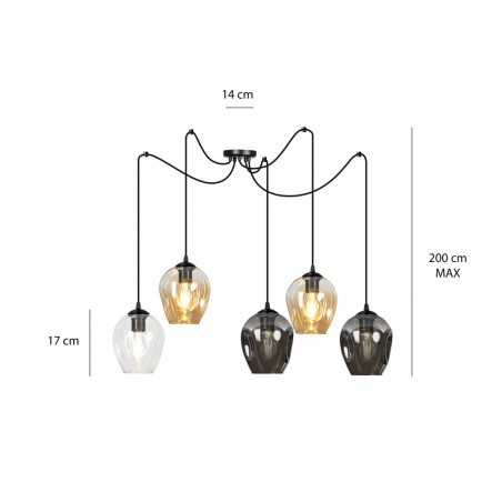 Lampe de suspension Maranto Mix (5 lumieres)