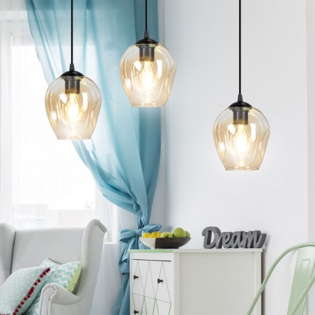 Lampe de suspension Maranto Ambre (3 lumières)