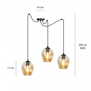 Lampe de suspension Maranto Ambre (3 lumières)