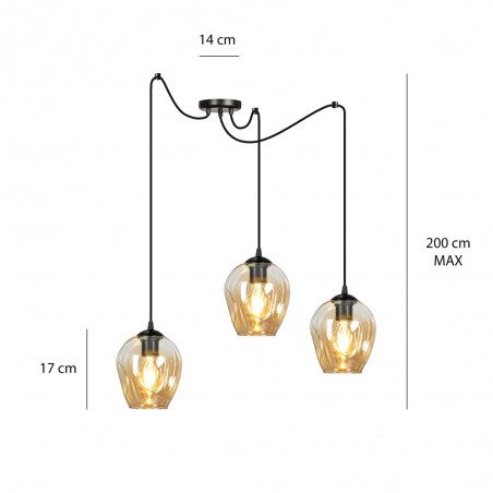 Lampe de suspension Maranto Ambre (3 lumières)