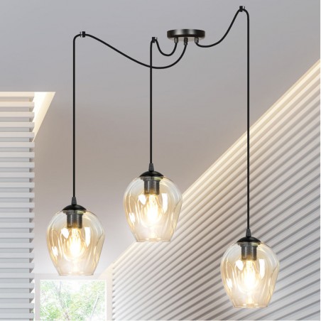 Lampe de suspension Maranto Ambre (3 lumières)
