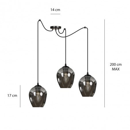 Lampe de suspension Maranto Graphite (3 lumières)