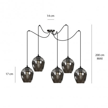 Lampe de suspension Maranto Graphite (5 lumières)