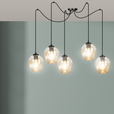 Lampe de suspension Maranto Ambre (5 lumières)