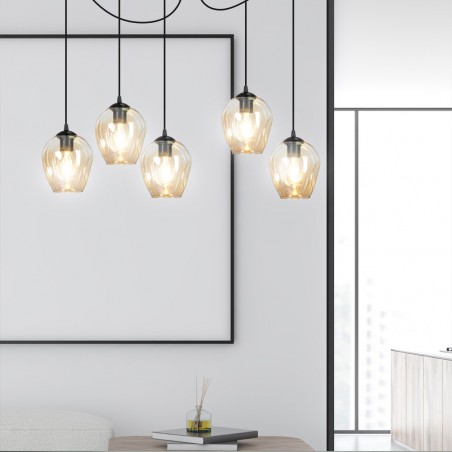 Lampe de suspension Maranto Ambre (5 lumières)