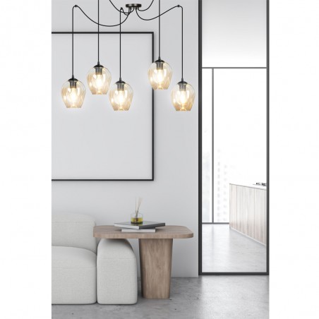 Lampe de suspension Maranto Ambre (5 lumières)