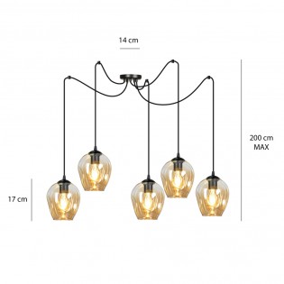Lampe de suspension Maranto Ambre (5 lumières)