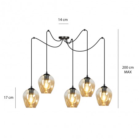 Lampe de suspension Maranto Ambre (5 lumières)