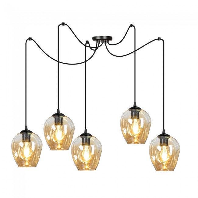 Lampe de suspension Maranto Ambre (5 lumières)