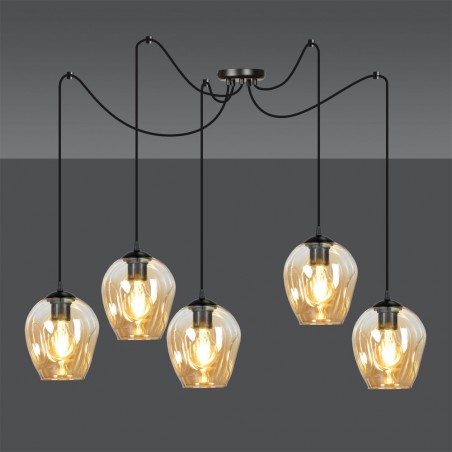 Lampe de suspension Maranto Ambre (5 lumières)