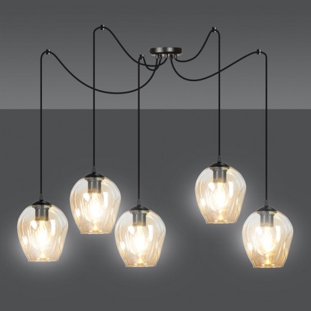 Lampe de suspension Maranto Ambre (5 lumières)