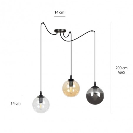Lampe de suspension Fedora Graphite (3 lumieres)