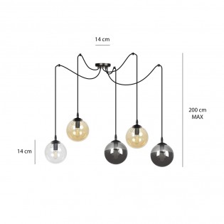 Lampe de suspension Fedora Graphite (5 lumieres)