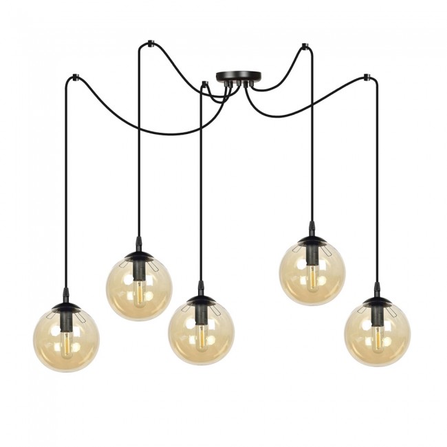 Lampe de suspension Fedora Ambre (5 lumieres)