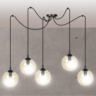 Lampe de suspension Fedora Ambre (5 lumieres)
