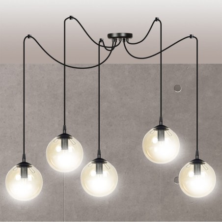 Lampe de suspension Fedora Ambre (5 lumieres)
