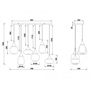 Lampe de suspension Lumina (6 lumieres)