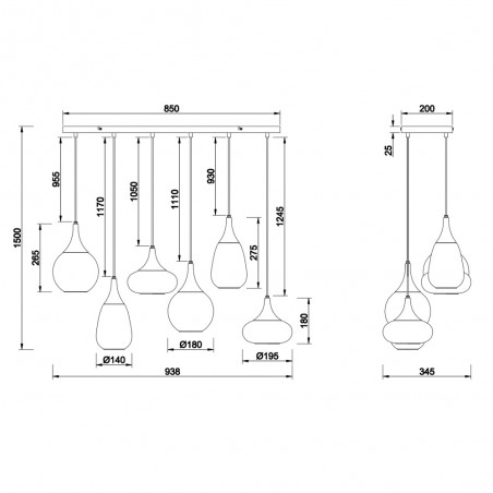 Lampe de suspension Lumina (6 lumieres)