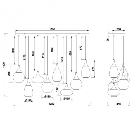 Lampe de suspension Lumina (8 lumieres)