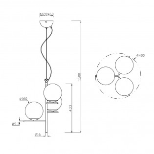 Lampe de plafond Pure Fumé (3 lumieres)