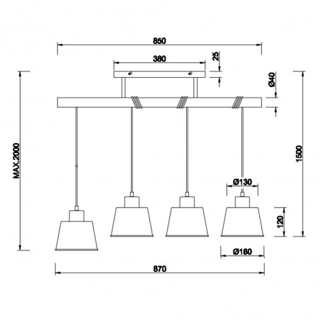 Lampe de plafond Harris